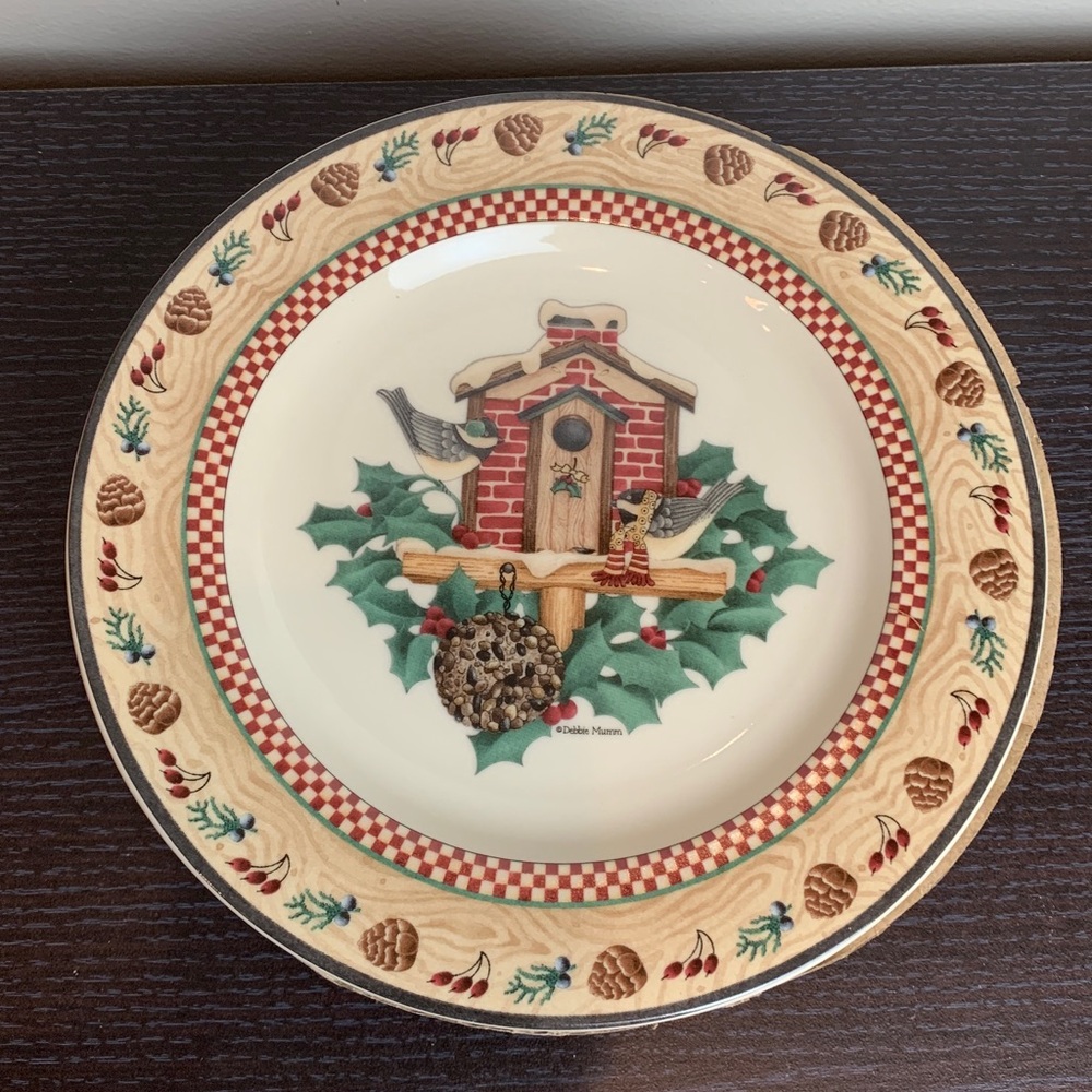 Debbie Mumm Sakura Winter Birds Salad Dessert Plates Set of 4 NIB Vintage 2000 - Picture 4 of 8